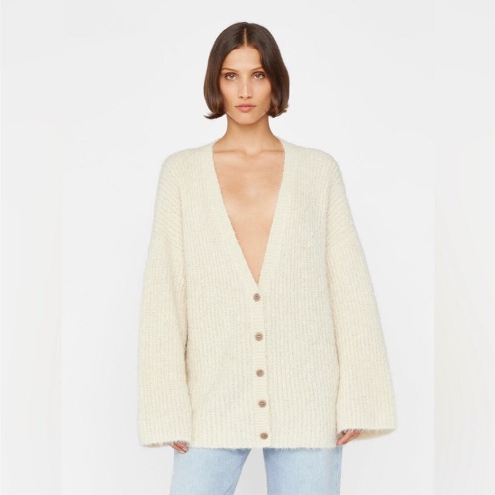 Frame Denim Lounge Cardi in Off White Alpaca Large NWT